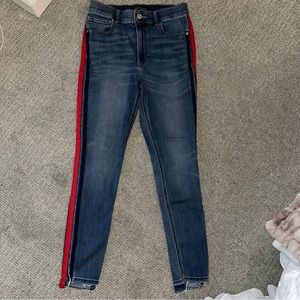 Express Denim Ankle Jegging with Red Stripe Detail